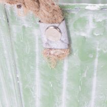Article Pot décoratif, seau en métal pour plantation, jardinière avec poignées, rose/vert/jaune style shabby chic Ø15cm H13cm, ensemble de 3 pièces
