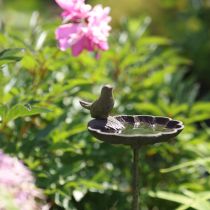 Article Bain d&#39;oiseaux décoratif en métal vert antique Ø16,5cm H34,5cm