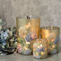 Article Lanterne décorative en verre à motif floral pour une touche d'élégance dans votre intérieur, 8 cm, lot de 4.
