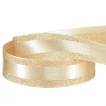 Article Ruban décoratif doré avec paillettes et rayures ruban cadeau 25mm 20m