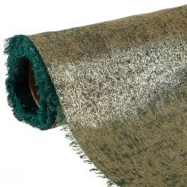 Article Ruban décoratif vert doré effiloché vintage L28cm L2,5m