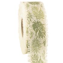 Article Ruban décoratif feuilles de jungle ruban coton vert 30 mm 15 m