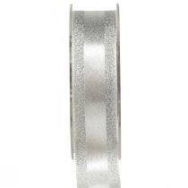 Article Ruban décoratif argent avec paillettes ruban cadeau à rayures 25mm 20m
