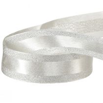 Article Ruban décoratif argent avec paillettes ruban cadeau à rayures 25mm 20m
