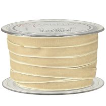 Article Ruban décoratif en velours, ruban cadeau, velours beige, 10 mm, 20 m