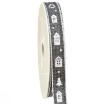 Article Ruban décoratif pour maisons de Noël et sapins de Noël blanc anthracite 15mm 20m