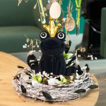 Article Grenouille déco, prince grenouille, décoration printanière, grenouille avec couronne dorée noir 40,5cm
