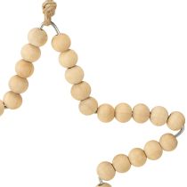 Article Décorations suspendues Noël perles bois forme cœur, étoile, sapin 13 cm - Lot de 6