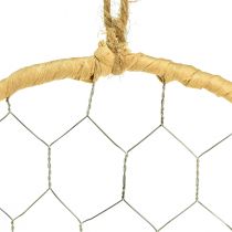 Article Anneau décoratif en métal Raphia à suspendre Ø20cm 4pcs