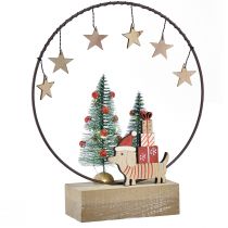 Article Bague décorative bois métal Noël avec chien Ø21cm H25cm