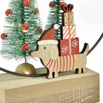 Article Bague décorative bois métal Noël avec chien Ø21cm H25cm