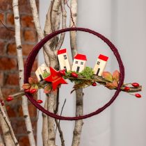 Article Anneau décoratif jute décoration boucle rouge rouge foncé 4cm Ø30cm 2pcs