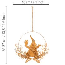 Article Bague décorative de Noël, renne dans une bague, Père Noël avec un cadeau, décoration en métal, finition rouillée, Ø 18 cm, lot de 2