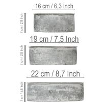 Article Bol décoratif en métal, ovale, gris, L22,5/19,5/16 cm, lot de 3