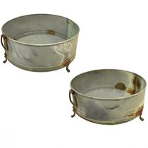 Article Bol décoratif avec pied manche en métal rouille 42/46,5cm lot de 2