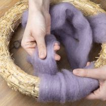 Article Laine décorative, violet clair, cordon de laine de 2 m, laine feutrée pour loisirs créatifs et art floral