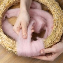 Article Laine décorative rose, cordon de laine de 2 m pour feutrage, loisirs créatifs et art floral