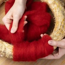 Article Cordon de laine, laine décorative, rouge, 2 m de laine feutrée pour l'art floral, la décoration et les loisirs créatifs