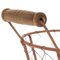 Article Panier en fil de fer, panier en métal avec anse, bois, rouille, décoratif, Ø18cm