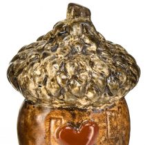 Article Glands décoratifs en céramique avec motif coeur marron 6 cm - décoration de table d'automne - 6 pièces