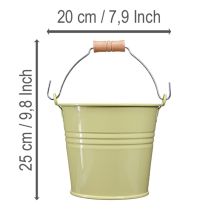 Article Pot de fleurs en métal avec anse, vert/jaune, 20 x 17,5 x 16 cm, lot de 2