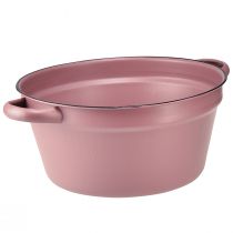 Article Seau avec anses bac à plantes en métal rose Ø22,5cm H10,5cm