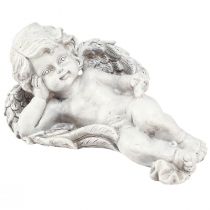 Article Figurine décorative ange couché décoration funéraire polyrésine grise 22cm