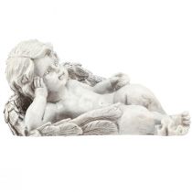 Article Figurine décorative ange couché décoration funéraire polyrésine grise 22cm