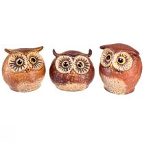 Article Charmantes figurines de chouettes en céramique - design détaillé en marron et crème, 10,5 cm - décoration parfaite pour le salon et le bureau - 3 pièces