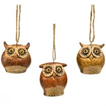 Article Adorables pendentifs hibou – Tons marron rustiques, 5,6 cm – Décoration parfaite pour l&#39;automne et Noël – Lot de 3