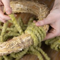 Article Cordon en feutrine duveteuse Mirabell, laine, vert, ruban décoratif de 25 m pour l'art floral, la décoration, les loisirs créatifs et le bricolage.