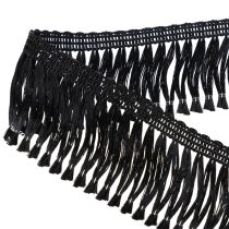 Article Ruban noir à franges 4 cm, cordon, lurex décoratif à franges 25 m