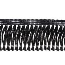 Article Ruban noir à franges 4 cm, cordon, lurex décoratif à franges 25 m