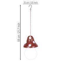 Article Station d'alimentation en métal, motif amanite tue-mouches, suspendue, rouge et blanche, 25,5 cm