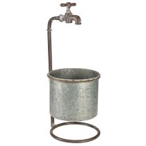 Article Jardinière en métal décorative de jardin avec robinet Ø16,5cm H42cm