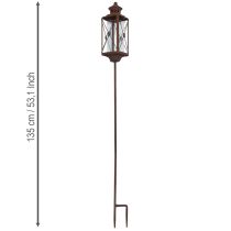Article Lanterne de jardin, décoration en métal, aspect rouillé, 12 cm x 12 cm x 135 cm