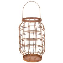 Article Lanterne de jardin, métal, finition rouillée, poignée, style vintage, Ø19,5 cm