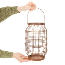 Article Lanterne de jardin, métal, finition rouillée, poignée, style vintage, Ø19,5 cm