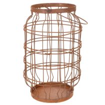 Article Lanterne de jardin, métal, finition rouillée, poignée, style vintage, Ø19,5 cm
