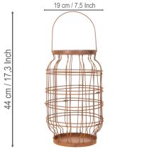 Article Lanterne de jardin, métal, finition rouillée, poignée, style vintage, Ø19,5 cm