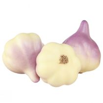 Article Décoration végétale ail jaune violet dans le filet Ø4,5cm 12 pièces