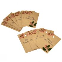 Article Étiquettes cadeaux Joyeux Noël papier marron naturel 8,5×5,5cm 20 pcs
