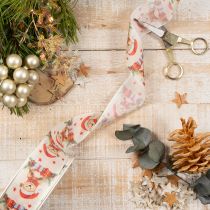 Article Ours en ruban cadeau avec bonnet de Père Noël et cadeaux 40 mm 15 m