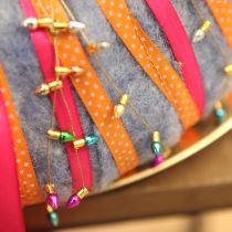 Article Ruban cadeau décoratif à pois orange 10 mm 25 m