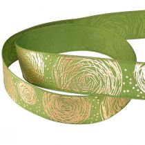 Article Ruban cadeau avec roses dorées Ruban bijoux vert 25mm 15m