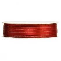 Article Ruban cadeau de Noël en satin rouge doré, largeur 6 mm, longueur 50 m