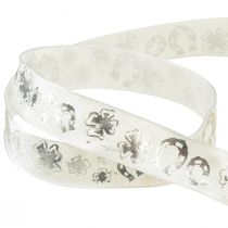 Article Ruban cadeau ruban décoratif argent blanc Réveillon du Nouvel An 25mm 18m