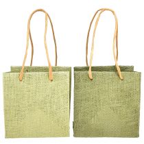 Article Sacs cadeaux papier tissé aspect vert 12x12cm 12 pcs