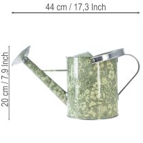 Article Arrosoir en métal, style vintage, vert et argent à motif floral - cache-pot décoratif, Ø18cm