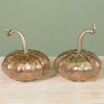 Article Décoration de table citrouille en verre, citrouille d'automne, verre et métal, 14 cm de haut, 2 pièces